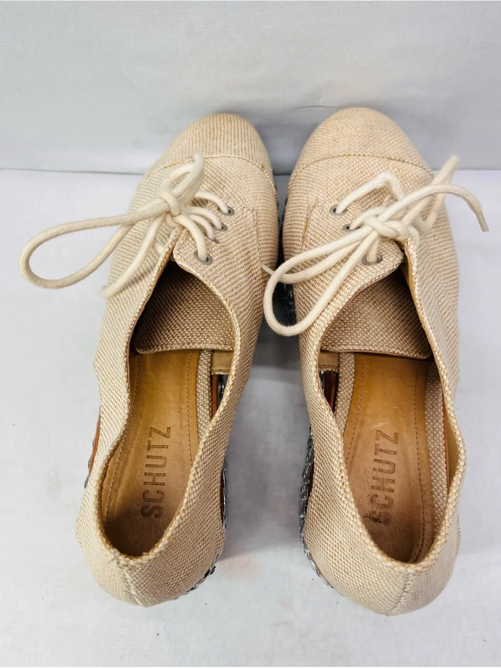 SCHUTZ‎ Oxford Flatform Tresse  Canvas Lace-Up wedges